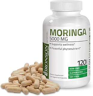 Gélules bronson moringa 5000 mg d'antioxydants énergisants superaliments, 120 gélules végétariennes