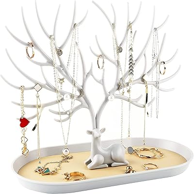The white shop présentoir à bijoux en bois, tour d'arbre à suspendre