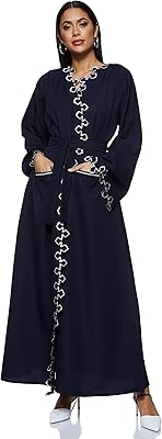Abaya décontractée pour femme de nukhbaa, décorée d'un motif géométrique et de manches