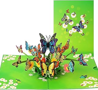 Bigthree cartes de vœux pop-up 3d, carte pop-up au design papillon pour l'obtention