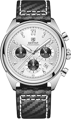 Montre à quartz analogique chronographe benyar pour homme résistante l'eau avec bracelet