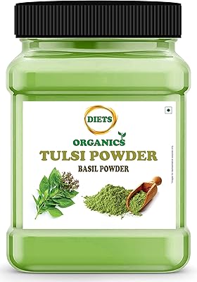 Diets organics poudre de thulasi pure -100 g - tulsi feuilles basilic idéale
