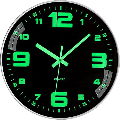 Horloge murale - horloges murales à piles de 12 pouces sans tic-tac, veilleuse