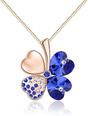 Collier trèfle porte-bonheur plaqué or rose avec cristaux swarovski® 5071010