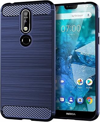 Coque nokia 7.1 à motif de texture en fibre de carbone brossée, coque