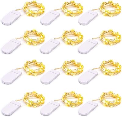 12 mini lumières led à piles, 20 mini lumières en fil de cuivre