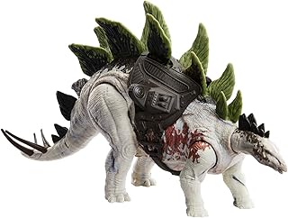 Figurine de dinosaure jurassic world dominion, stégosaure géant suivi avec action d'attaque