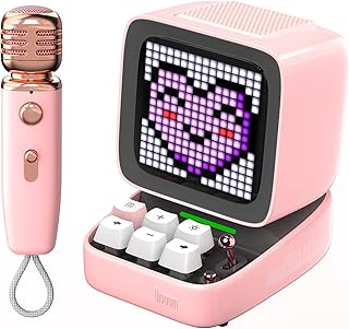 Haut-parleur et microphone bluetooth divoom avec fonction karaoké de detomaike - rose