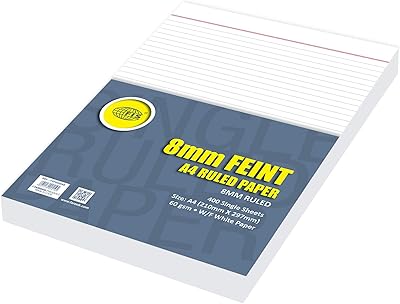 Papier ligné simple fis 8 mm, 400 feuilles simples, format a4 - fspa60a4s