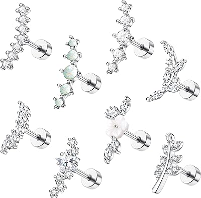 Boucles d'oreilles pour cartilage d'oreille, ensemble de 8 pièces en acier inoxydable