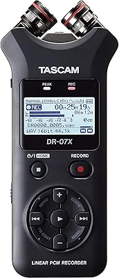 Enregistreur audio numérique stéréo portable tascam dr-07x et interface audio usb, noir