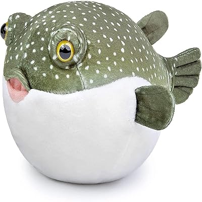 Petit coeur super mignon 8 pouces poisson-globe en peluche vert réaliste jouet