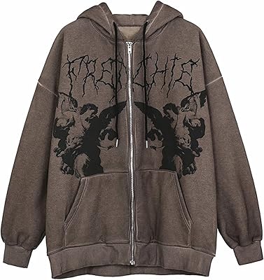 Sweat à capuche à manches longues pour femmes, y2k, esthétique surdimensionné, imprimé ange