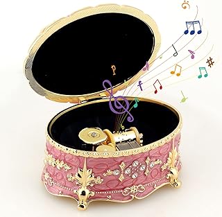 Rosiking boîte à musique en métal en alliage gaufré mouvement remonter