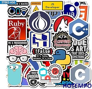 50 pièces internet geek programmeur langue logiciel logo symboles autocollants pour ordinateur