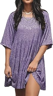 Mini robe babydoll à paillettes pour femme, mini robe brillante pour fête, soirée