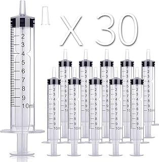 30 mini seringues en plastique de 10 ml-cc avec capuchon et emballées individuellement