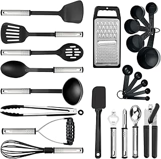 Ensemble d'ustensiles de cuisine adoson, batterie de cuisine, 24 pièces en nylon