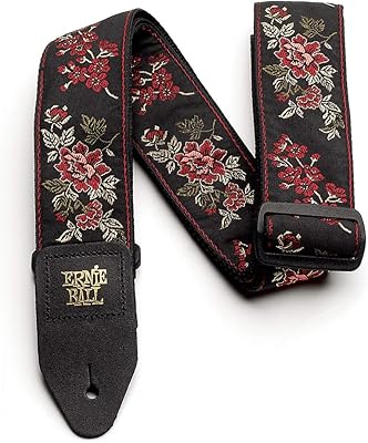 Sangle de guitare jacquard ernie paul, rose rouge (p04142)