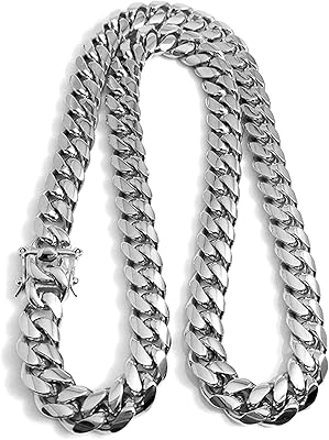 Chaîne à maillons cubains en or blanc 14 carats pour homme de 14