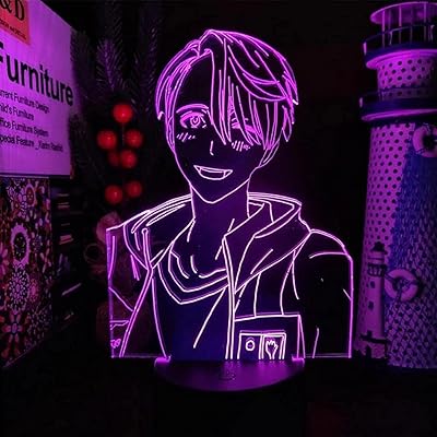 Lampe anime yuri sur glace victor nikiforov veilleuse led illusion 3d décoration chambre