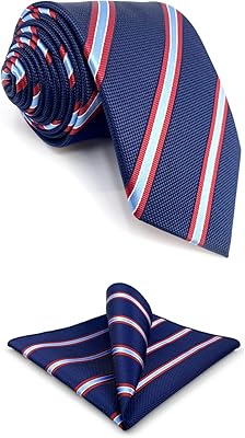 Cravates pour hommes rayées bleu marine avec rayures rouges pour ensemble de cravates