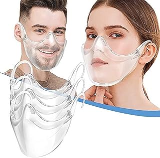 Masque facial transparent durable et réutilisable alliant confort et sécurité, bandeaux en plastique