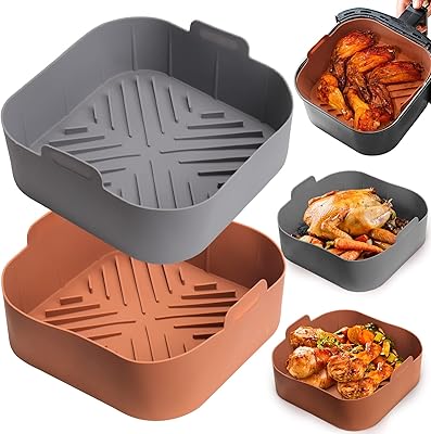 Doublures de panier carrées en silicone pour friteuse à air - 2 pièces