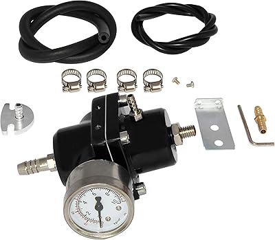 0-140 psi kit de régulateur de pression de carburant réglable universel avec tuyau de jauge, noir. Diaytar : Le discount nouvelle génération au Sénégal