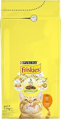 Purina friskies nourriture pour chat au poulet et légumes 1,7 kg, jaune