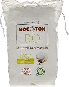 Maxi tampons démaquillants ovales bocotton 100 % coton biologique, 40 pièces. Diaytar : Votre partenaire e-commerce au quotidien