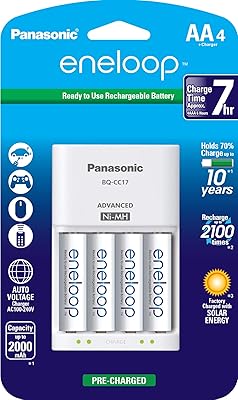 Panasonic k-kj17mca4ba chargeur de batterie monocellulaire avancé avec 4 piles rechargeables