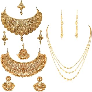 Collier plaqué or sukhi pour femme avec grand pendentif en cristal