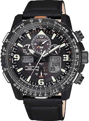 Montre analogique/numérique pour homme avec mouvement eco-drive et bracelet en cuir par citizen