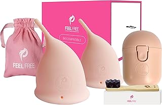 Coupe menstruelle cervicale biocompatible feelfree, beige biologique, deux tailles - petite et grande