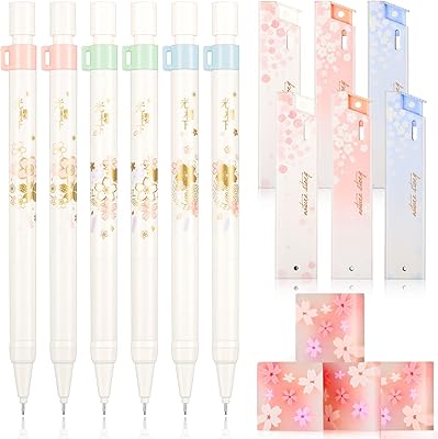 L'ensemble de porte-mines cerise comprend 6 crayons à dessin automatiques japonais kawaii
