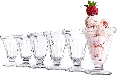 Vikko tasses à crème glacée sur pied de 7,5 onces, tasses en verre