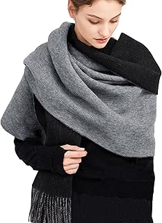 Écharpe en cachemire pour femme pashmina surdimensionné châles chauds uni deux couleurs automne