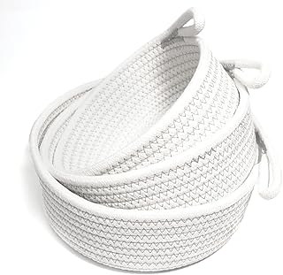 Ensemble de petits paniers ronds tissés en corde de coton pour la décoration