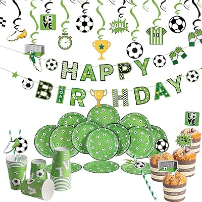 Décorations de fête d'anniversaire sun beauty football, ensemble de vaisselle jetable, bannières joyeux