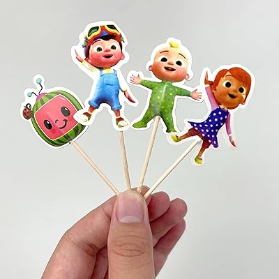 24 pièces de décorations de cupcakes de dessin animé pour enfants, fournitures