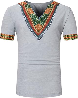 Chemise à col en v à imprimé floral tribal traditionnel africain dashiki