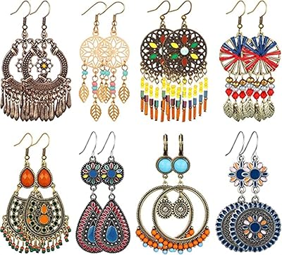 8 paires de boucles d'oreilles pendantes élégantes pour femmes et filles. L'alternative e-commerce intelligente au Sénégal : Diaytar