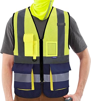 Gilet de sécurité réfléchissant néon brillant avec 4 bandes réfléchissantes