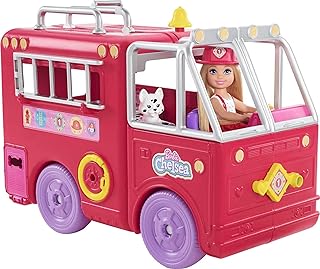 Ensemble de jeu barbie chelsea fire truck poupée (6 pouces) camion