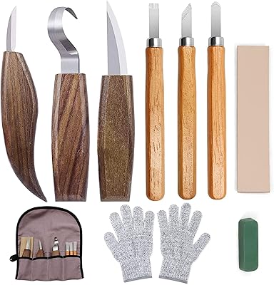 Kit de sculpture sur bois 10 pièces, ensemble d'outils confortables résistants aux coupures