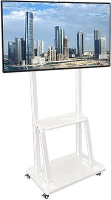 Meuble tv verrouillable ginawi avec roulettes pour téléviseurs led plasma plats ou incurvés