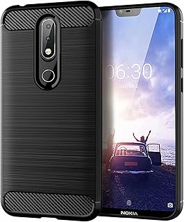 Coque pour nokia 6.1 plus motif de texture en fibre de carbone