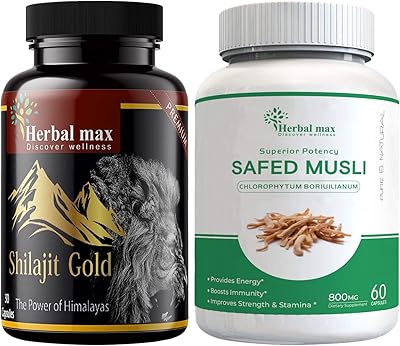 Shilajit gold haute puissance de herbal max 800 mg et un muesli