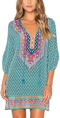 Robe d'été bohème vintage à imprimé dos nu pour femme, comme un souffle de pirate, taille unique. Votre satisfaction, notre priorité chez Diaytar